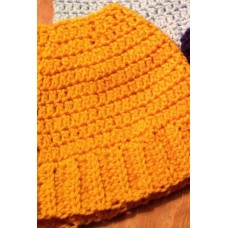 Messy bun hat. This is hand crocheted by me and fits teens and ladies.  eb-51421284